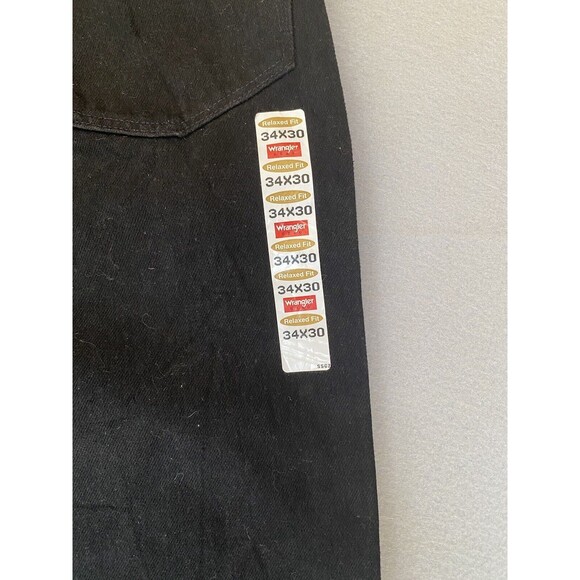 Wrangler Jeans 32x29 Black Relaxed Fit Dark Wash Straight Leg Tag 34x30 - Picture 10 of 12